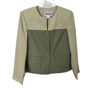 3428) Rafael Green Marina Wool Colorblock Lined Blazer Jacket Size 12